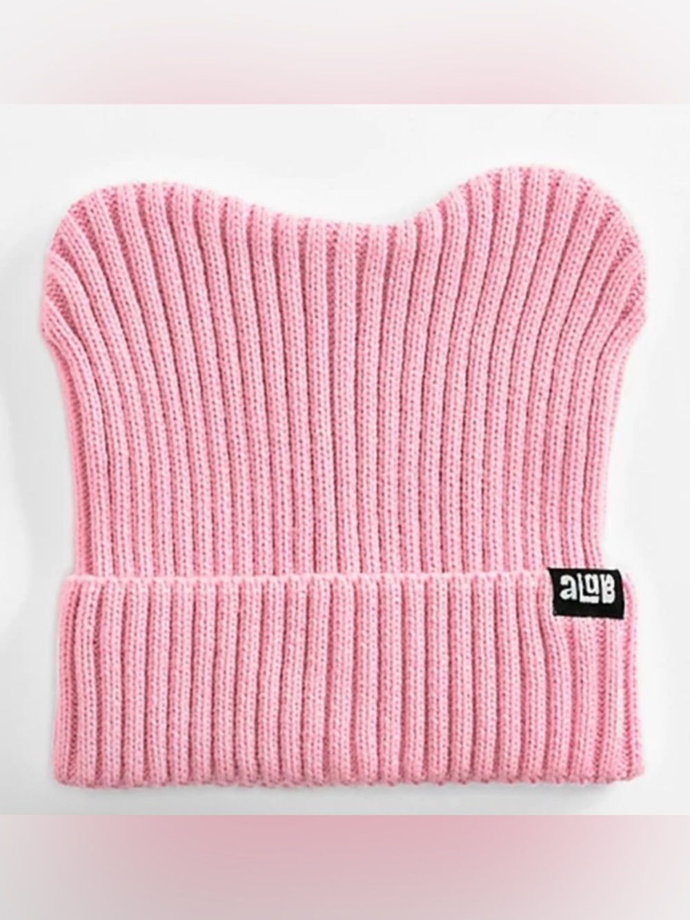 Pink Ribbed aLab Knit Beanie